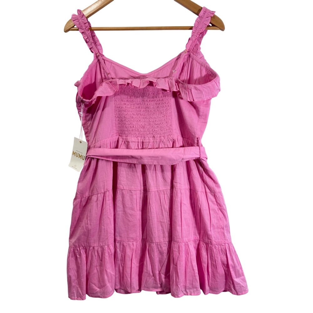 NEW Show Me Your Mumu Jolene Mini Dress Pink Lemonade‎ Ruffle Sleeveless Size XL - Picture 4 of 14